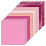 Desecraft 36 Sheets 12x12 Cardstock Scrapbook Decorative Paper 220gsm Pink Solid Glitter Shimmer for Card Making Journaling