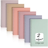 Teling 6 Pcs 2 Subject Notebook Small Spiral Notebook College Ruled 91/2 x 6 Inch Spiral Journal 100 Sheets Assorted Colors Eas