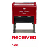 Received w/Date Line SelfInking Office Rubber Stamp (Red) Medium