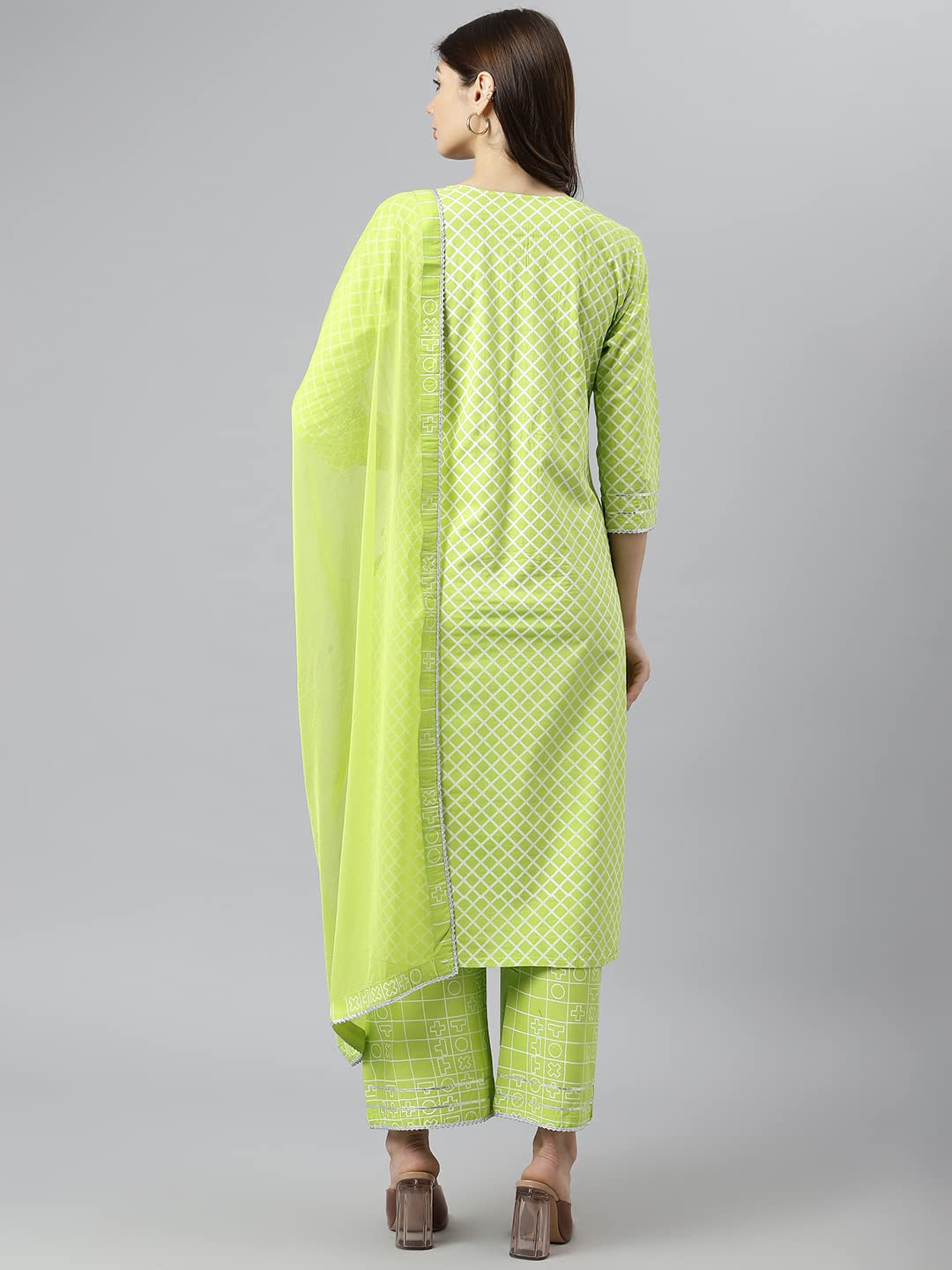 Anni Designer Women'S Polycotton Kurta With Palazzo & Dupatta (Kairav_New01_Green_Xx-Large),Green,2XL,Polycotton,Casual,Kurta, Pants, Scarf