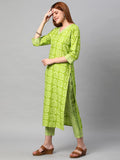 Anni Designer Women'S Cotton Blend Traditional Straight Printed Kurta And Pant Set (Sixty Parrot-Nw_S_Green_Small),Green,S,Cotton Blend,Regular,Pants, Kurta