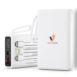Power Bank 10000mAh - Portable Fast Charger 22.5W with Built-in USB-C, Lightning & USB-A Cables, Digital Display, Compatible wit