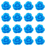 50pcs Blue Rose Beads for Rosary Necklaces Drilled Rose Flower Embellishments for Buddha Mala Jewelry Making Bracelets Earrings 