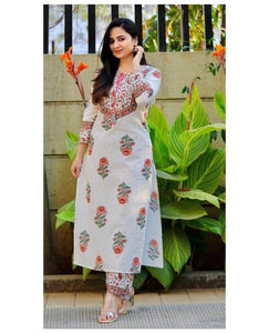 Alvami Women Viscose Printed Straight Kurta Pant With Dupatta Set (L) White