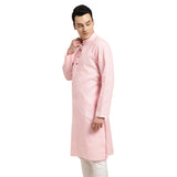 Sojanya (Since 1958 Men'S Cotton Linen Pink Checked Only Long Kurta Size: 38