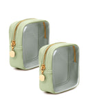 Wandering Nature 2 Pcs Clear Makeup Bag for Purse Mini Make up Bag Cute Cosmetic Pouch for Women with Slip-in Pockets Travel Toi