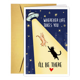 Cute UFO Cat Anniversary Card for Husband Wife Partner, Adorable Valentines Day Card & Gift for Boyfriend Girlfriend BF, Romanti