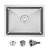 POPFLY 20 17 Inch Undermount Kitchen Sink, Small Wet Bar Prep Sink, 18 Gauge Stainless Steel Single Bowl 9 Inch Deep Rv Sink, B