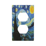 Moslion Starry Night Wall Plate Covers Van Gogh Oil Painting Arts Farmhouse Sky Moon 1-Gang Outlet Cover Switch Plug Duplex Home