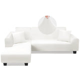 Sectional Couch Covers L Shape Sofa Covers Super Stretch 2Pcs Sofa Slipcovers For 3 + 3 Seaters Sectional Chaise Slipcover With 2Pcs Pillow Covers For Pets Kids, White,Sofa Slipcovers