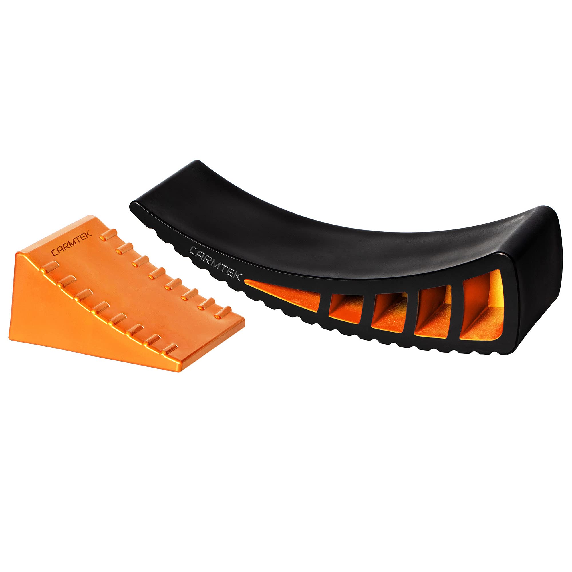 Carmtek Camper Leveler Kit - Curved Rv Levelers With Camper Wheel Chocks For Travel Trailers Faster Camping Leveling Than Rv Le