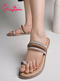 Shoetopia Women'S Ap-65 Flat Sandal-4 Kids Uk (Ap-65-Copper)-Eu37,Copper,4,B0D14D9VXJ