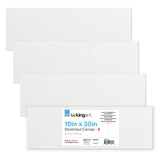 KINGART Stretched White Canvas Set - Panoramic Rectangle, 10x30 Inch, 4-Pack - 100% Cotton, Triple Gesso Primed - 5/8 Profile Ba