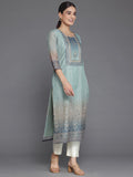 Libas Women'S Chanderi Silk Embellished Straight Kurta (37048_Grey Grey Xs