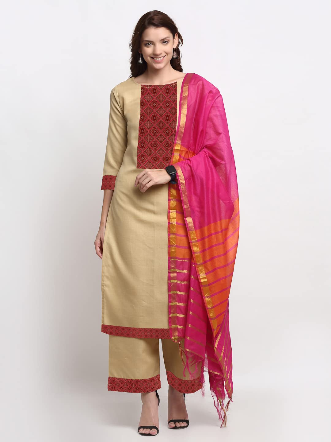 Anni Designer Women'S Cotton Straight Kurta With Palazzo (Ravi Pink_S_Pink_Small),Pink,S,Cotton,Straight,Palazzo