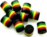 KRUPOVIUS Rasta Jamaica Striped Round Tube Resin Beads, 100pcs, 9x8mm