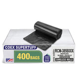 Aluf Plastics - 3 Ply Trash Bags, 55-60 Gallon, 2 Mil (eq), 38x58, Black, 400 Count (20 Rolls of 20)