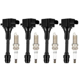 ECCPP UF350 4 ignition coils with 4 iridium Spark Plugs for Nissan 2002 2003 2004 2005 2006 Sentra Altima 2.5L L4,2006-2008 for 