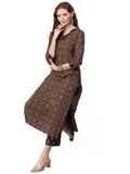 Gosriki Women'S Cotton Blend Printed Straight Kurta With Pant (Pini Black-Gs_S_Black_Small),Black,,B0CBPQB1H8
