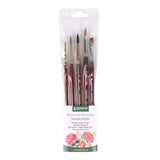 Princeton Artist Brush Co. Watercolor Floral Set 5pc Short Handle Selection of Synthetic Watercolor Brushes Petals Angle Sha