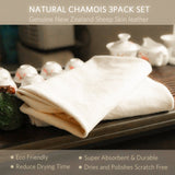 (3 Pack) Car Natural Chamois Cleaning Cloth,Absorber Towel for Car Chamois Drying Towe RIVERLAKE Genuine Deerskin Leather Auto C