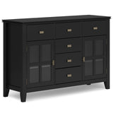 SIMPLIHOME Artisan Buffet - 54 inch Wide Solid Wood 3-Door Sideboard Buffet in Black, Contemporary Storage Cabinet for Dining Ro