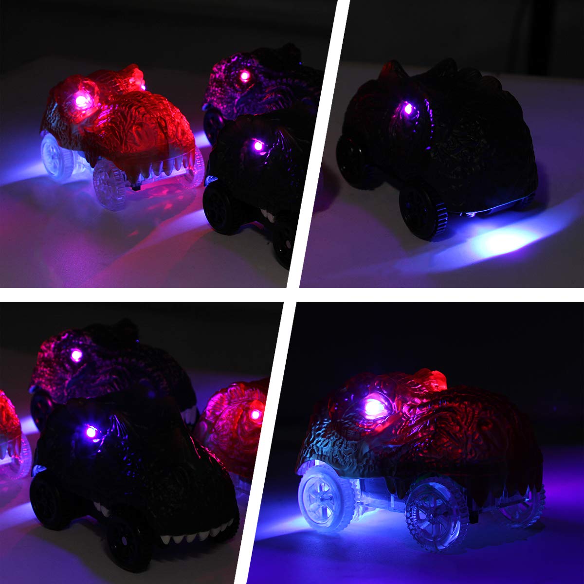 Save Unicorn Tracks Cars Replacement only, Dino Track Cars for Tracks Glow in The Dark, Car Tracks Accessories with 3 Flashing L