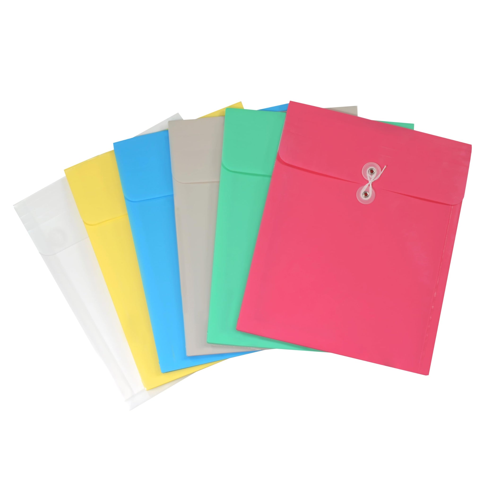 C-Line Reusable Poly Envelope With String Closure, 1-Inch Gusset, Top Load, Letter Size, Pack Of 24 Envelopes, Assorted Colors (