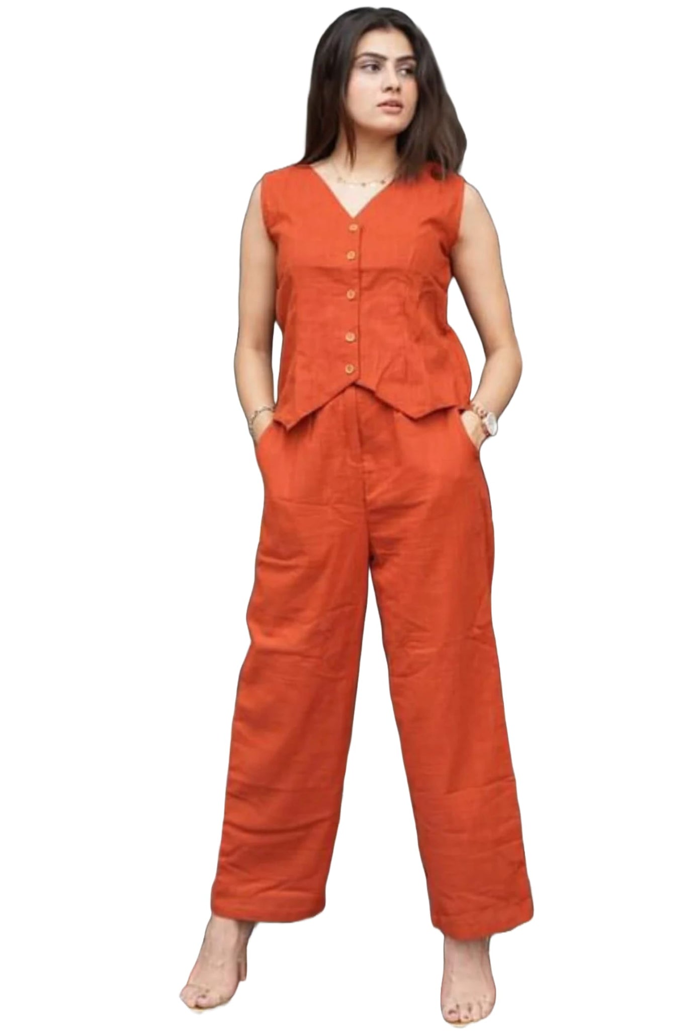 Anni Designer Women'S Rayon Viscose Straight Solid Kurta With Pant (Imperia Orange_Xxl_Orange_Xx-Large),Orange,2XL