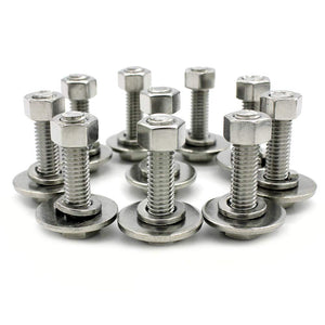 (10 Sets) 5/16-18x1 Stainless Steel Hex Head Screws Bolts, Nuts, Flat & Lock Washers, 18-8 (304) S/S, Fully Threaded by Bolt F
