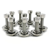 (10 Sets) 5/16-18x1 Stainless Steel Hex Head Screws Bolts, Nuts, Flat & Lock Washers, 18-8 (304) S/S, Fully Threaded by Bolt F