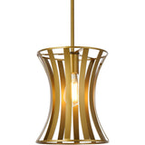 Living District Lily 1-Light Mid-Century Metal Pendant In Brass Finish