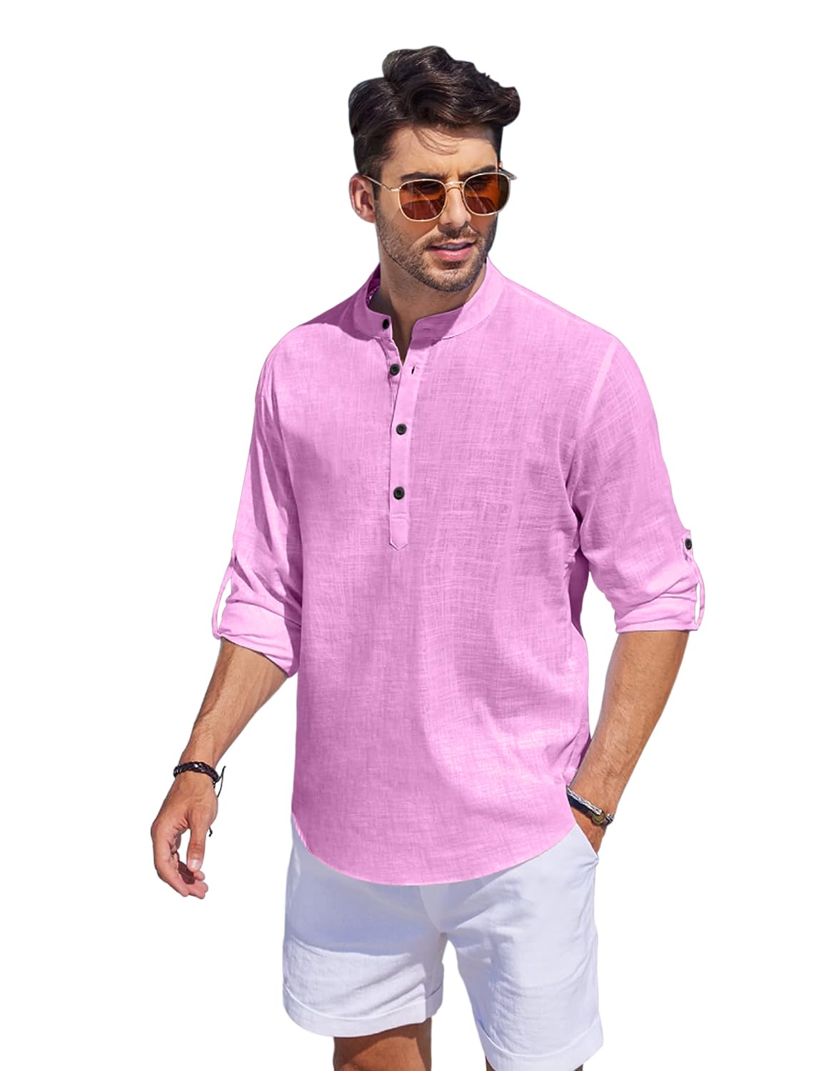 Bellstone Men'S Cotton Blend Solid Regular Fit (Kurta_Light Pink_Xl)