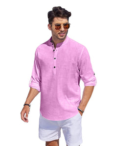 Bellstone Men'S Cotton Blend Solid Regular Fit Kurta (Kurta1500_Single_Light Pink_S