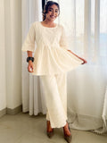 Libas Women'S Pure Cotton Embroidered A-Line Kurtis (29092_Off White Off White M