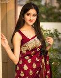 Sugathari Womens Banarasi Saree Pure Kanjivaram Silk Saree Soft New Ladies 2023 Design Wear Pattu Sarees Latest Cotton Party Sari Collections With Blouse Piece For Wedding Sadi (Sam Pari-120 Maroon)