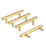 RZDEAL 4 Pcs 3 Inch Solid Brass Pulls Kitchen Cabinet Handles Brushed Gold Decorative Contemporary Hexagon Bar Cabinet Pulls (Ho