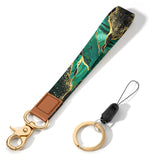 Hsxnam Wrist Lanyard Key Chain, Cute Wristlet Strap Keychain Holder for Women Men Keys Airpods ID Badges Phone, Green Marble