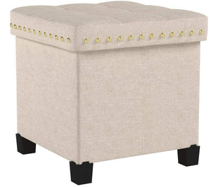 Nathan James 71103 Payton Foldable Storage Ottoman Footrest And Seat Cube, Beige