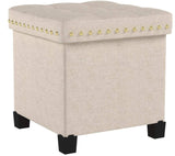 Nathan James 71103 Payton Foldable Storage Ottoman Footrest And Seat Cube, Beige