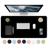 Bloss Black Leather Desk Pad, Large Mouse Pad 35.4 17 Inches, Waterproof Office Desk Mat, Non-Slip Desk Pad Protector, Leather 