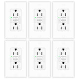 6 Pack 15 Amp GFCI Outlet, Self-Test Ground Fault Protector with LED Indicator, Tamper Resistant GFI Electrical Receptacle, ETL 
