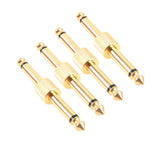 Devinal Professional Guitar Pedal Coupler, 1/4 inch TS Guitar Effects Pedal Connector Straight Type, Gold Planted (4 Pack)