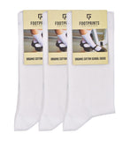 Footprints Kids Organic Cotton School Socks Unisex Calf Length Pack Of 3 | White | Extra Soft And Breathable (58 Years)