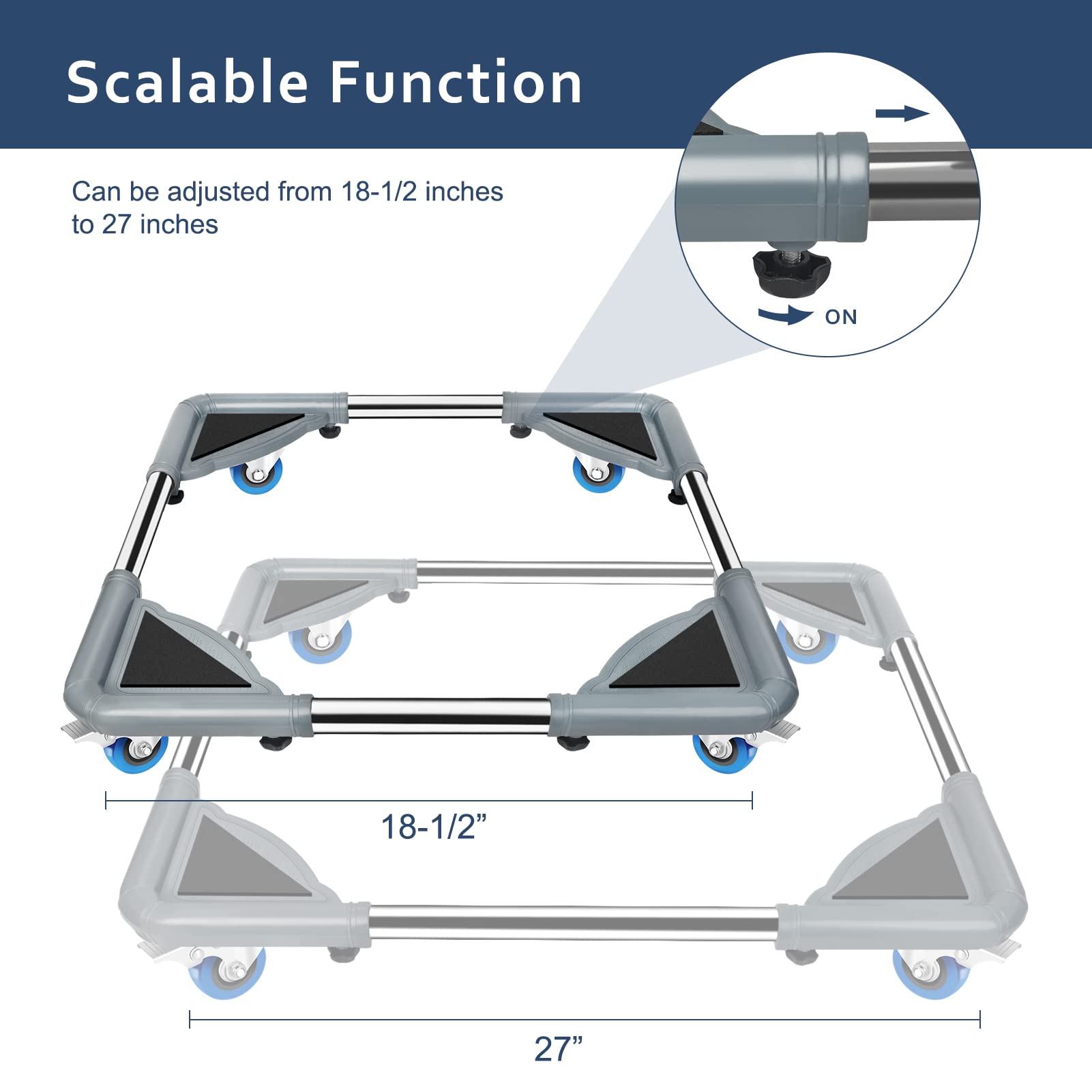 SPACECARE Mini Fridge Stand Furniture Dolly Mobile Roller with 4 Locking Wheels-Base Adjustable Refrigerator Washing Machine Sta