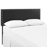 CasaFoyer Phoebe King Headboard | Minimalist Design | Faux Leather Upholstery | Silver Nail Button Trim | Solid Wood Frame | Adjustable Legs