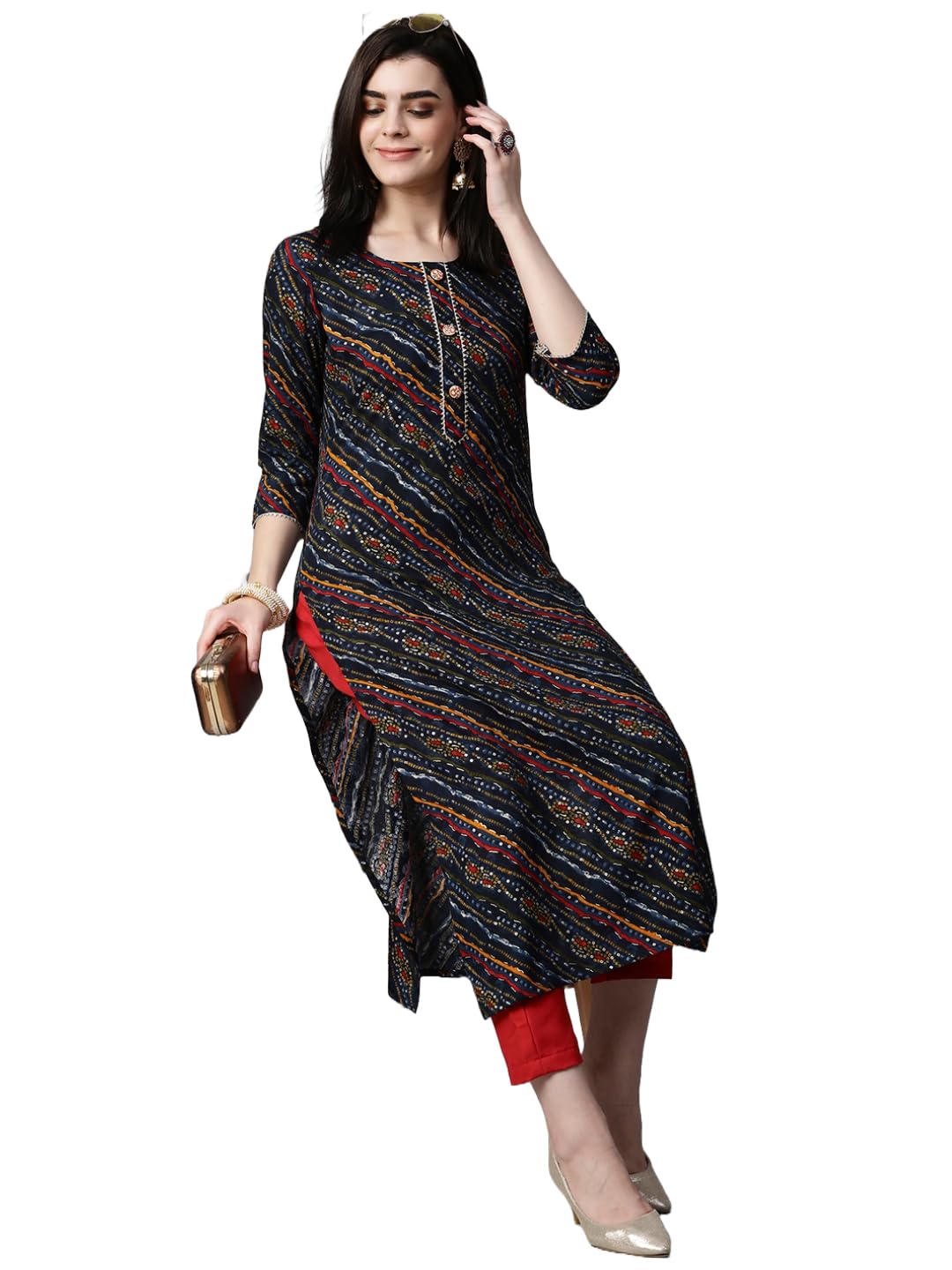 Anni Designer Women'S Cotton Blend Straight Printed Kurta With Pant Set (Rathi Blue-Nw_Xxl_Blue_Xx-Large),Blue,2XL