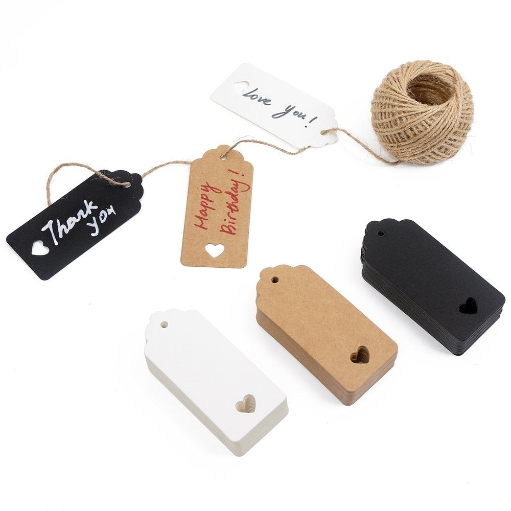 150Ct Kraft Gift Tags Labels With String (3 Colors)