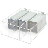 Acrylic Card Display Case, 3 Compartment Clear Visible Trading Card Box Fits for Sports Cards, Game Cards
