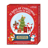 Gourmet du Village Advent Calendar Gift Box, 12 Christmas Season Single-Serve Hot Chocolate Mixes in Assorted Flavors